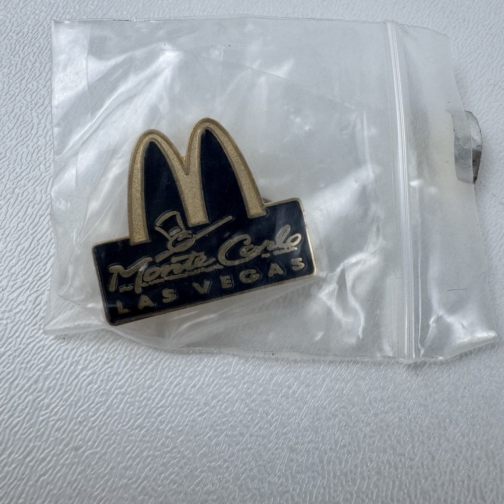 RARE - Vintage McDonald's Monte Carlo Las Vegas Pin Gold Black Enamel